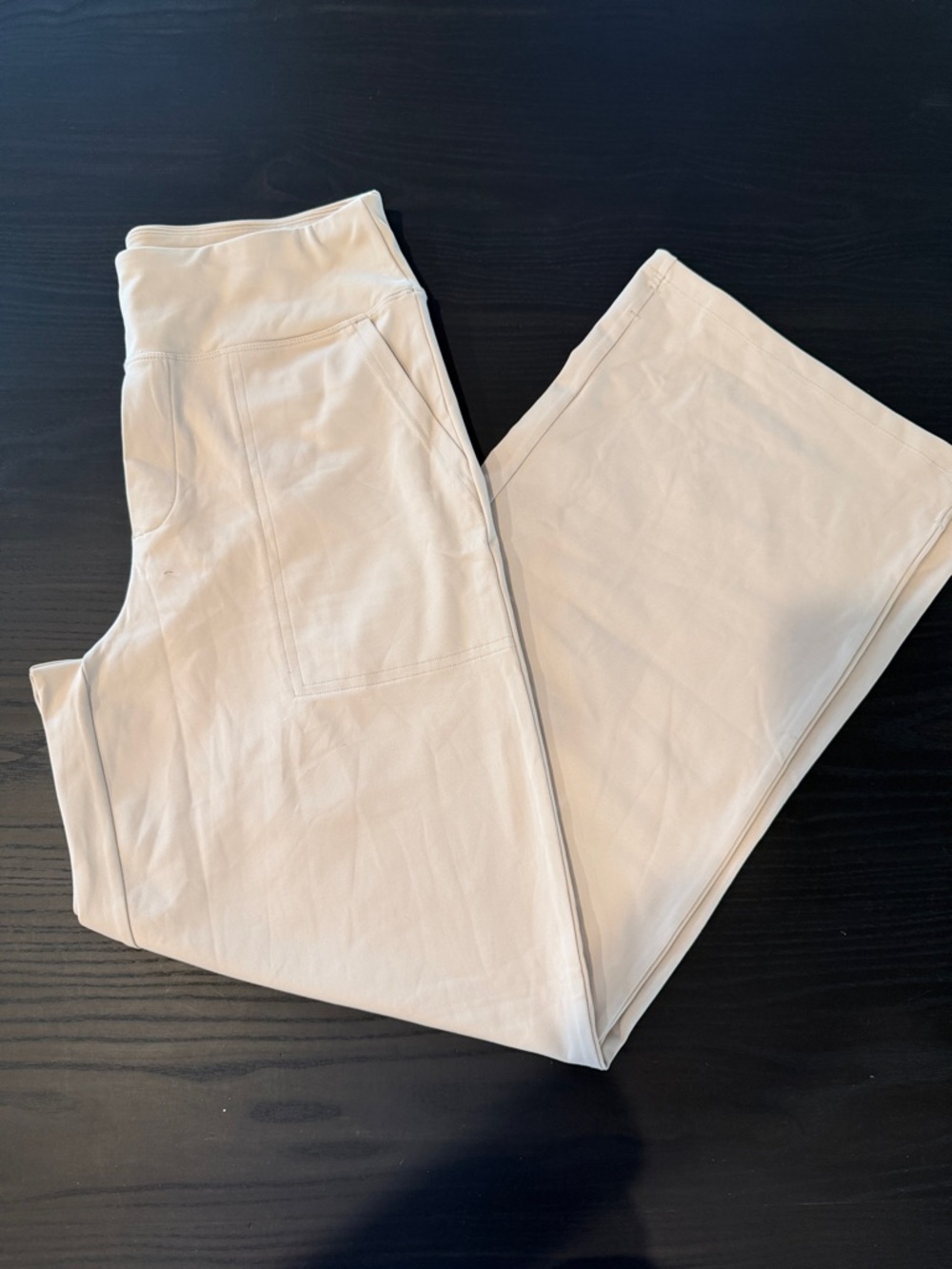 Wide Leg Pull-On Pants in Light Beige